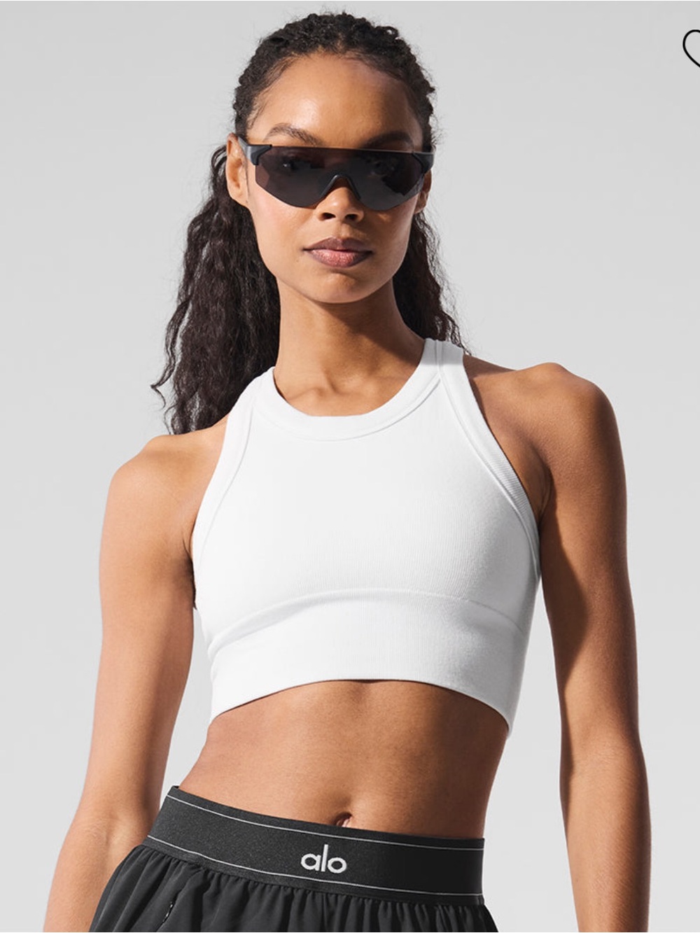 ALO Yoga White High-Neck Ribbed Sports Bralette